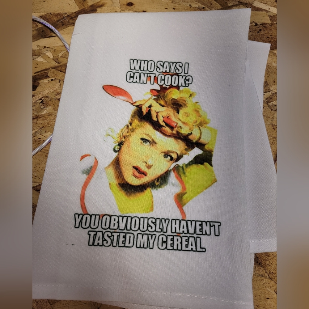 Handmade Snarky Kitchen Towel Decorative 20x20 inches Who Says‎ I Can't Cook
